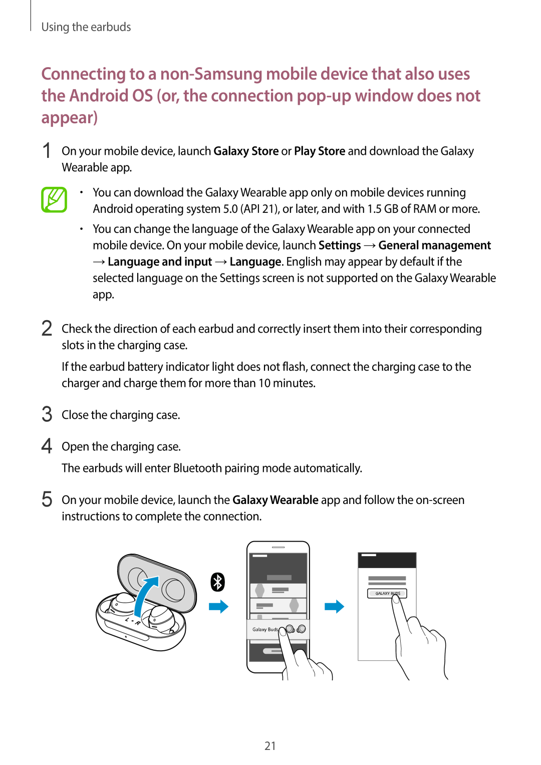 Language and input Galaxy Buds Galaxy Buds