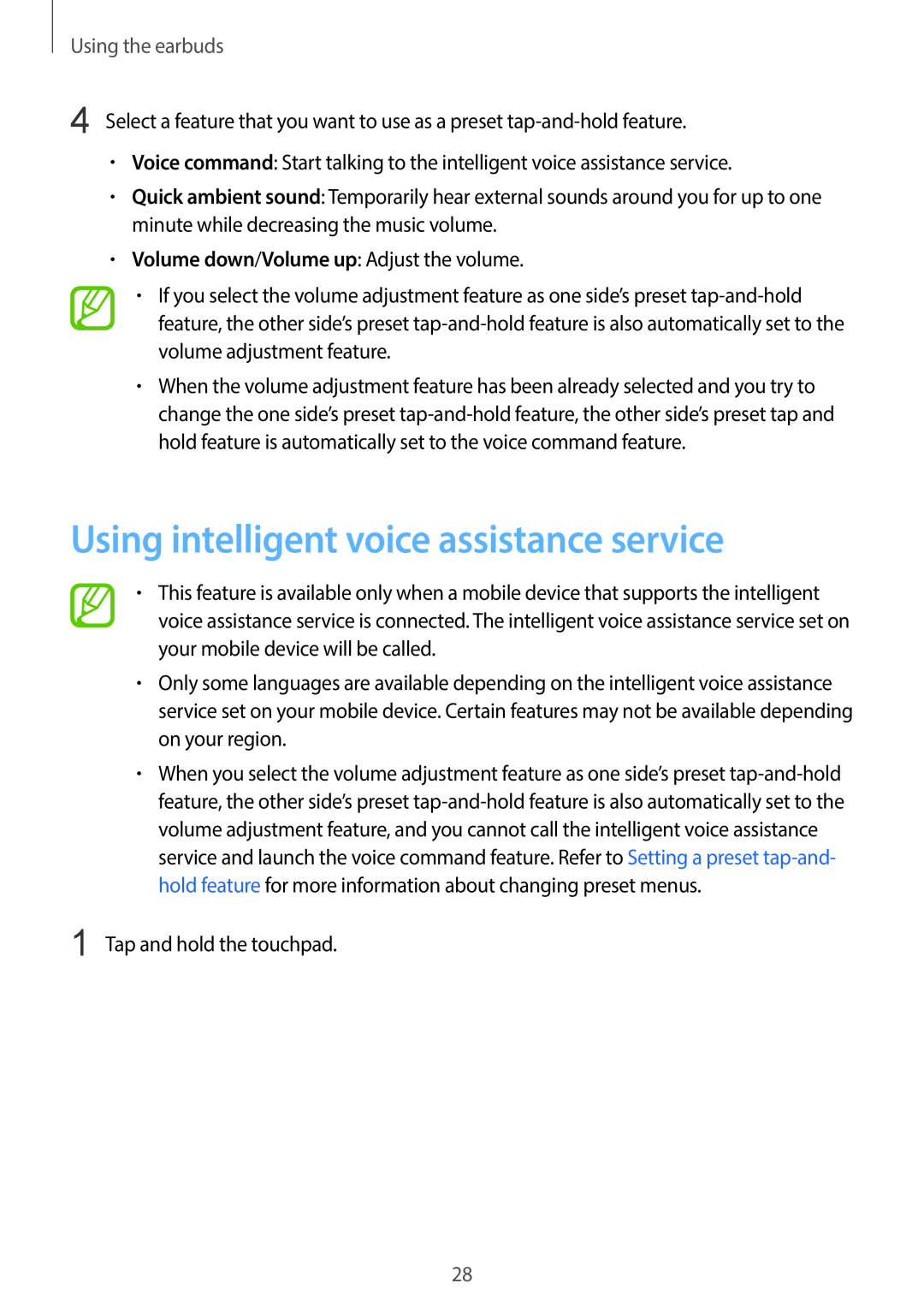 Using intelligent voice assistance service Galaxy Buds Galaxy Buds