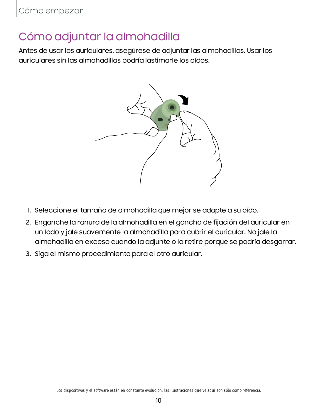 Cómo adjuntar la almohadilla Galaxy Buds Galaxy Buds2