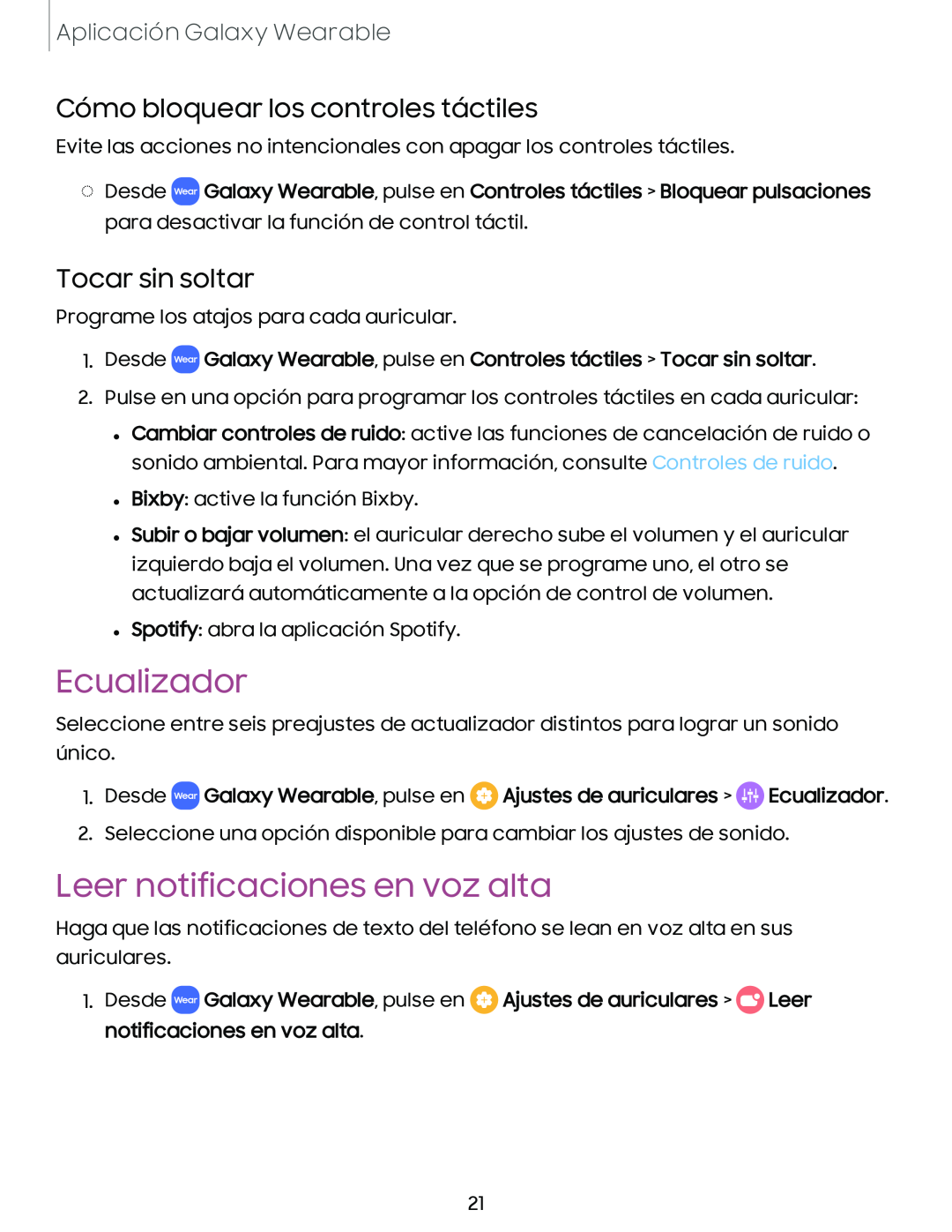 Leer notificaciones en voz alta Galaxy Buds Galaxy Buds2