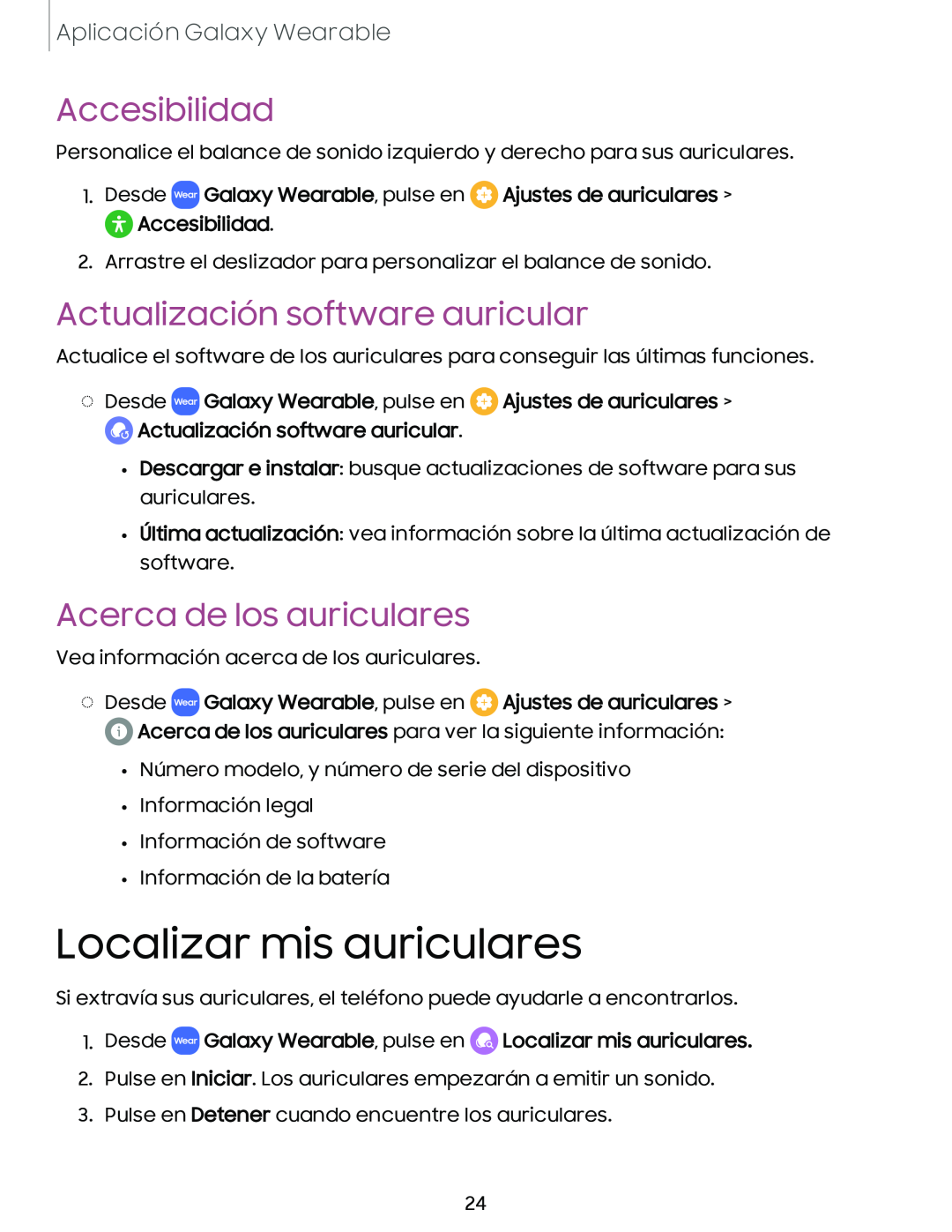 Accesibilidad Actualización software auricular