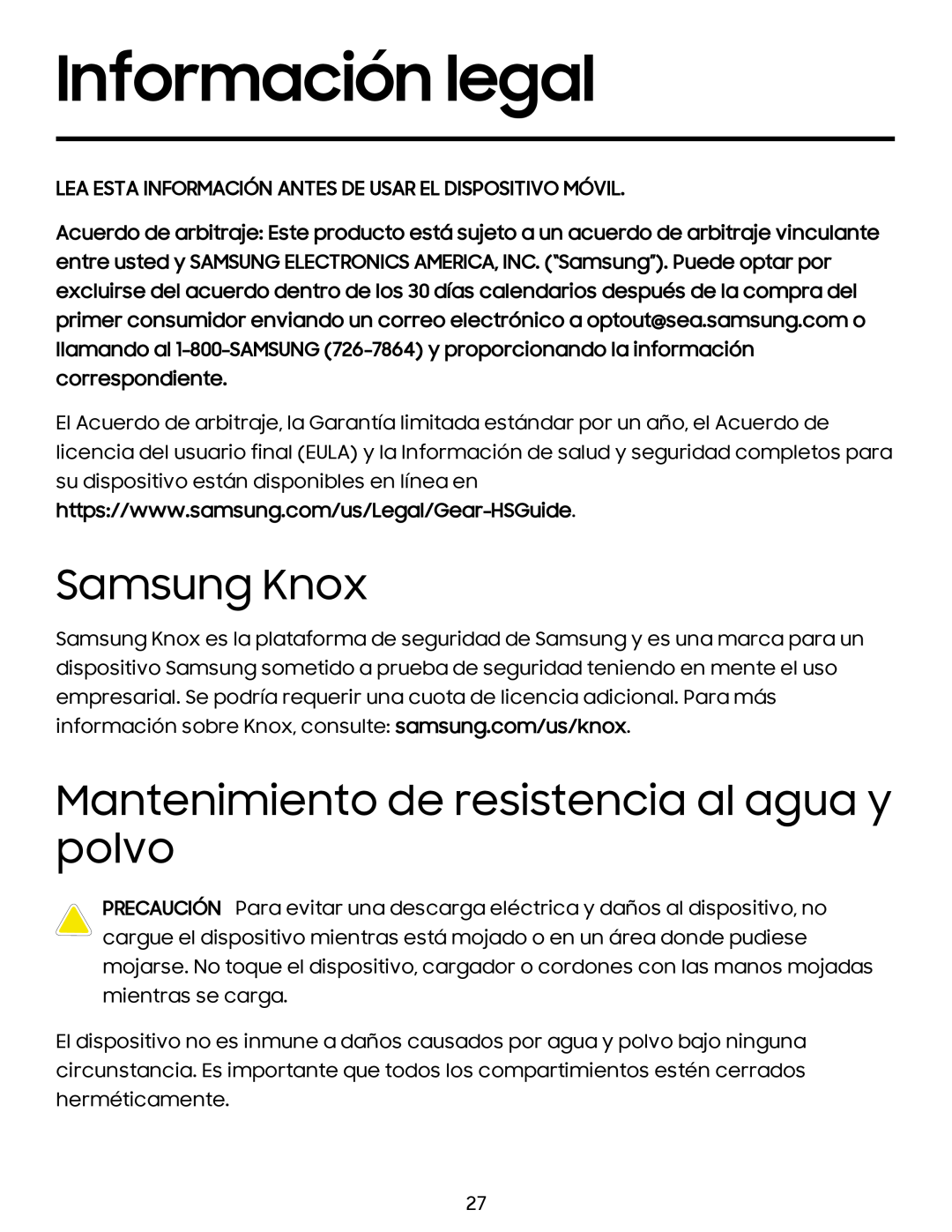 Samsung Knox Mantenimiento de resistencia al agua y polvo