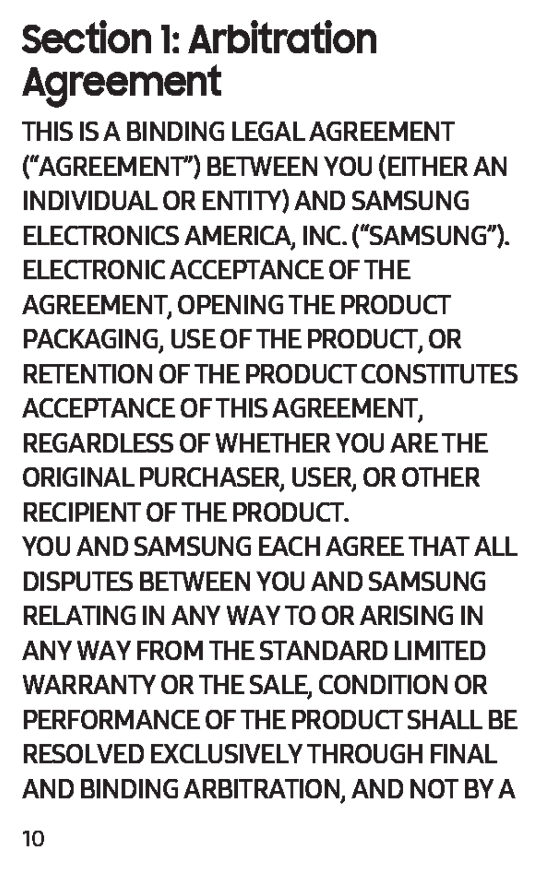 Section 1: Arbitration Agreement