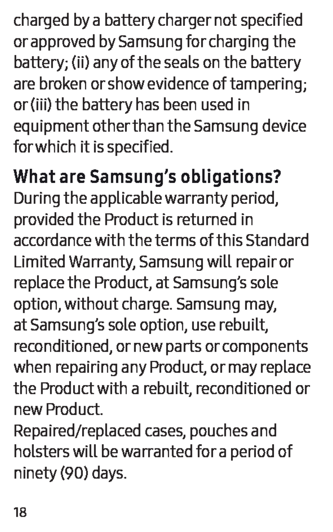 What are Samsung’s obligations