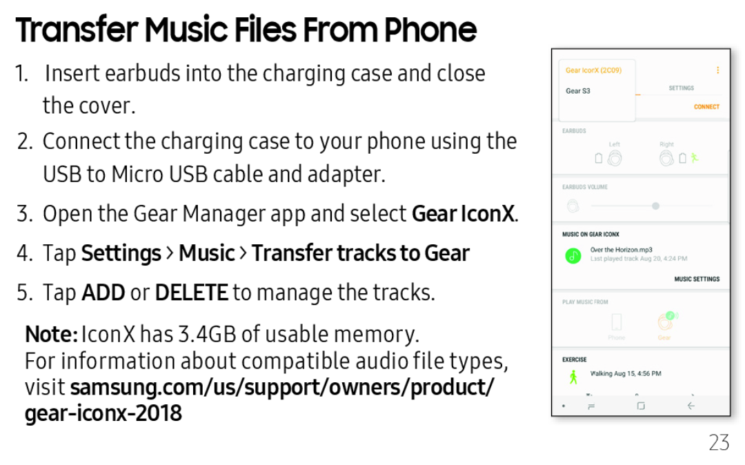 Transfer Music Files From Phone Gear IconX Gear IconX (2018)