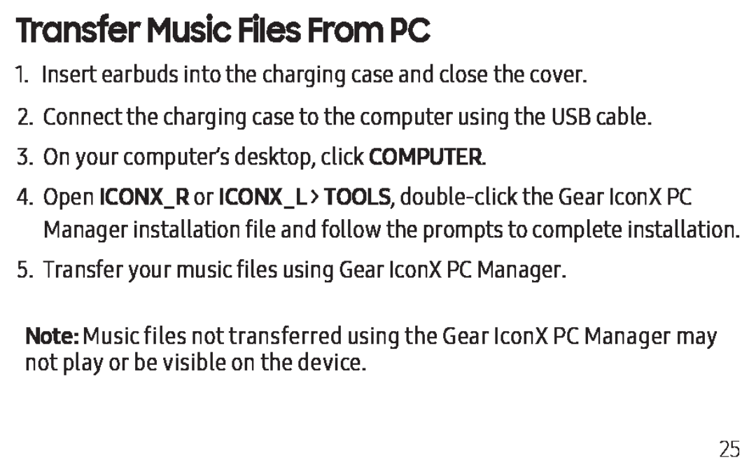 Transfer Music Files From PC Gear IconX Gear IconX (2018)