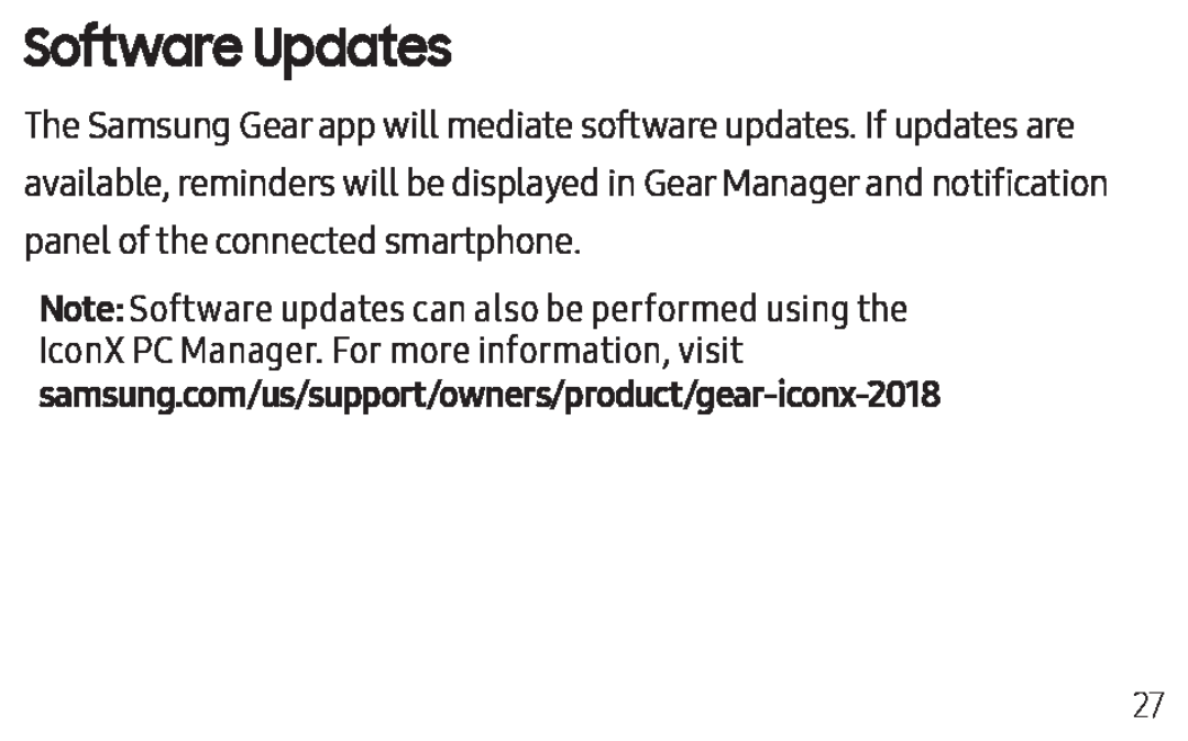 Software Updates Gear IconX Gear IconX (2018)