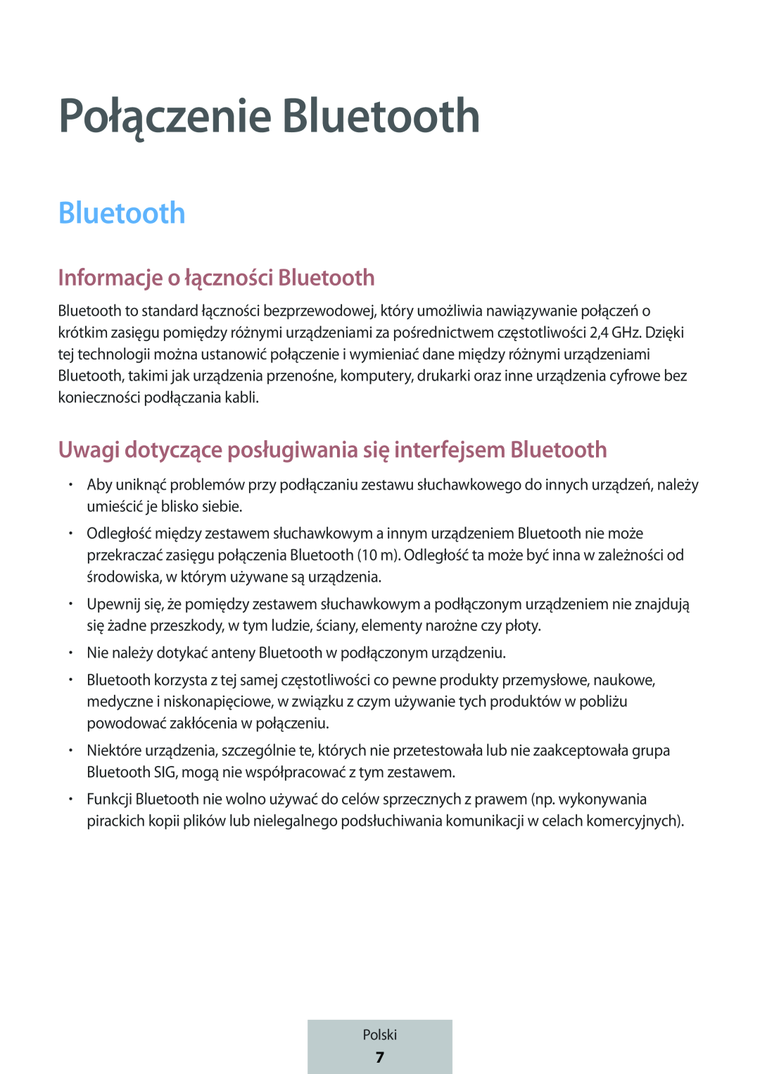 Połączenie Bluetooth Informacje o łączności Bluetooth