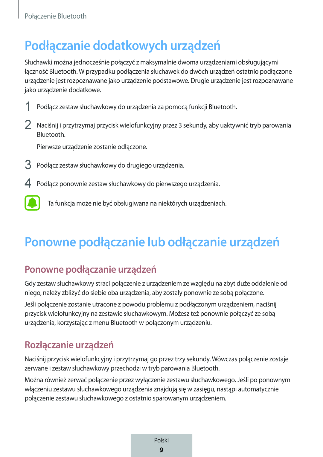 Ponowne podłączanie urządzeń Rozłączanie urządzeń