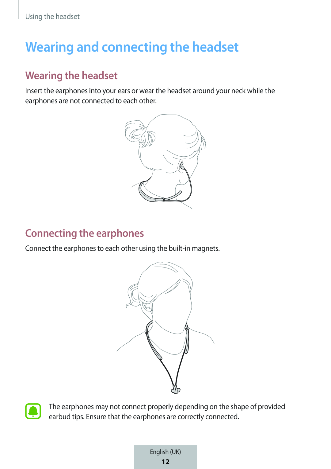 Wearing and connecting the headset In-Ear Headphones Level U Headphones