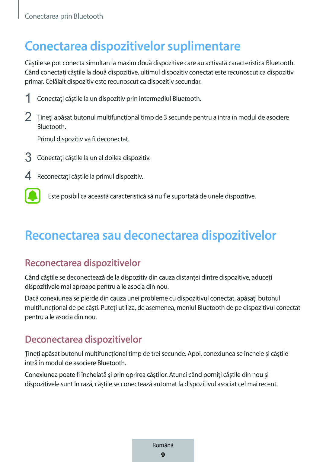 Reconectarea dispozitivelor Deconectarea dispozitivelor