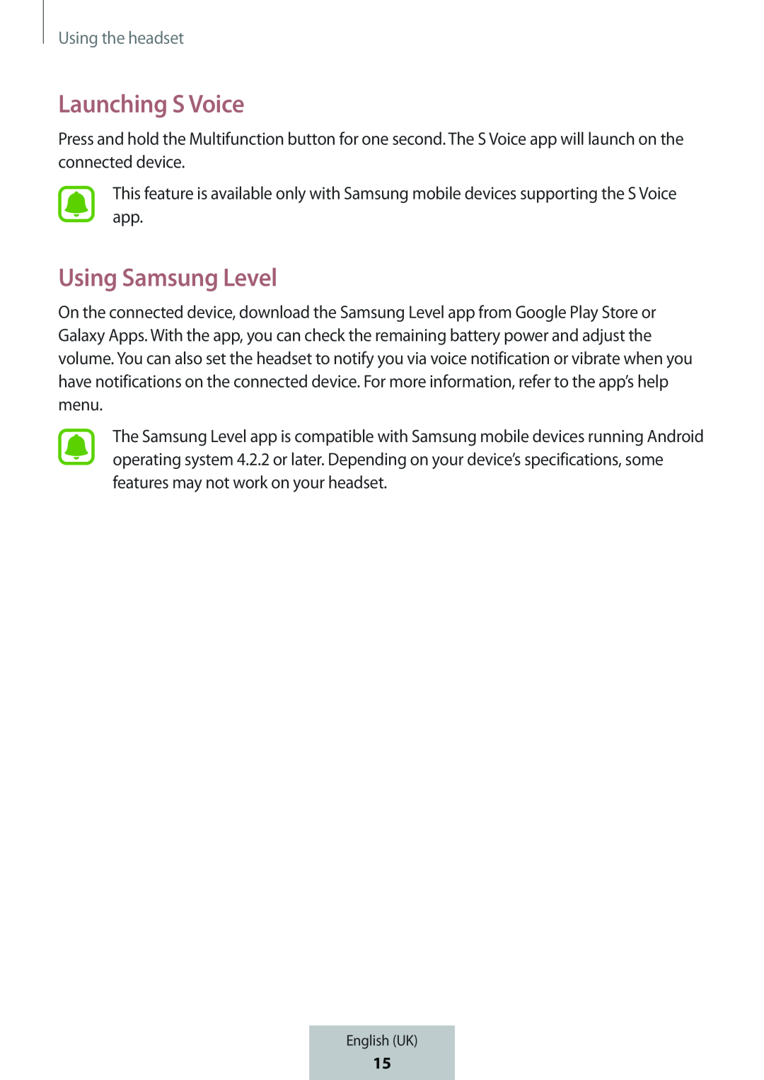 Launching S Voice Using Samsung Level