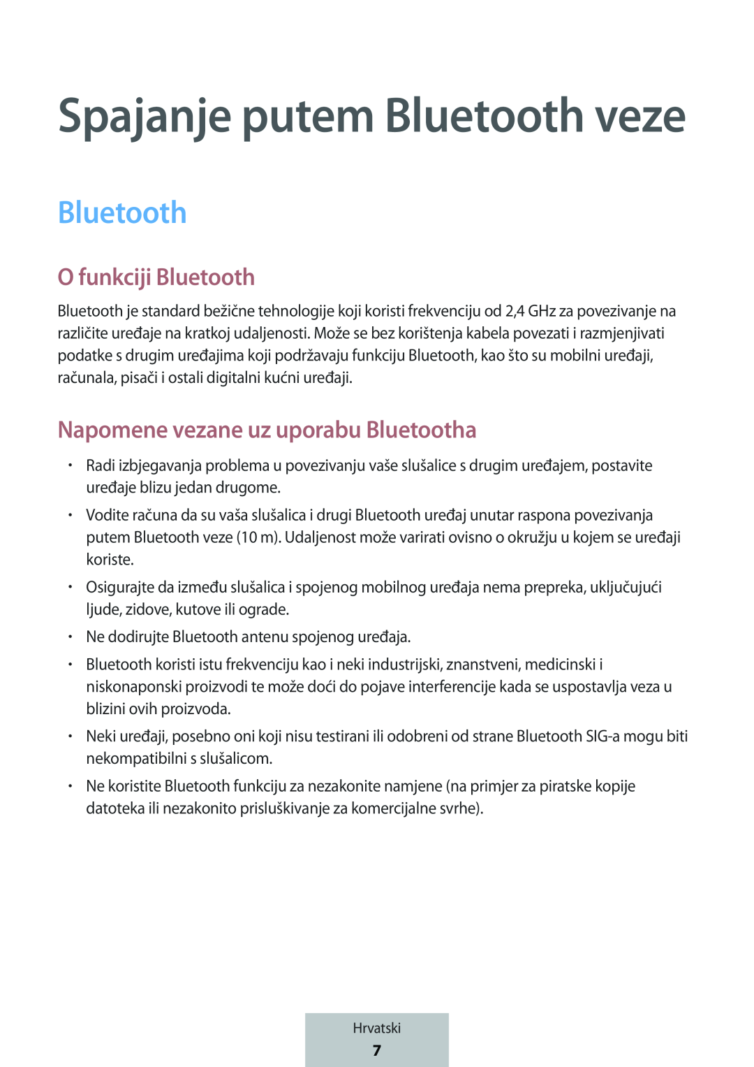 Spajanje putem Bluetooth veze O funkciji Bluetooth