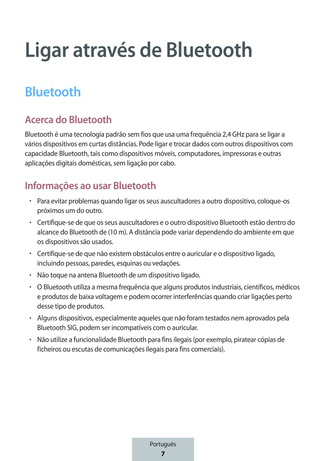 Informações ao usar Bluetooth In-Ear Headphones Level U Headphones