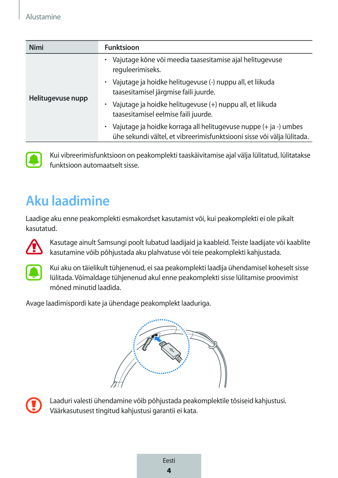 Aku laadimine In-Ear Headphones Level U Headphones