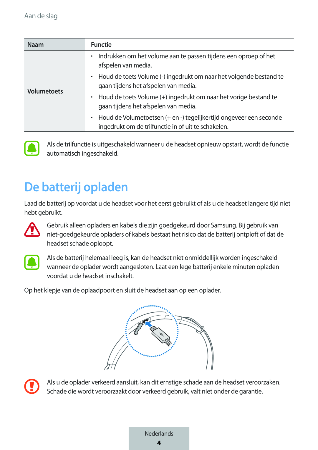 De batterij opladen In-Ear Headphones Level U Headphones