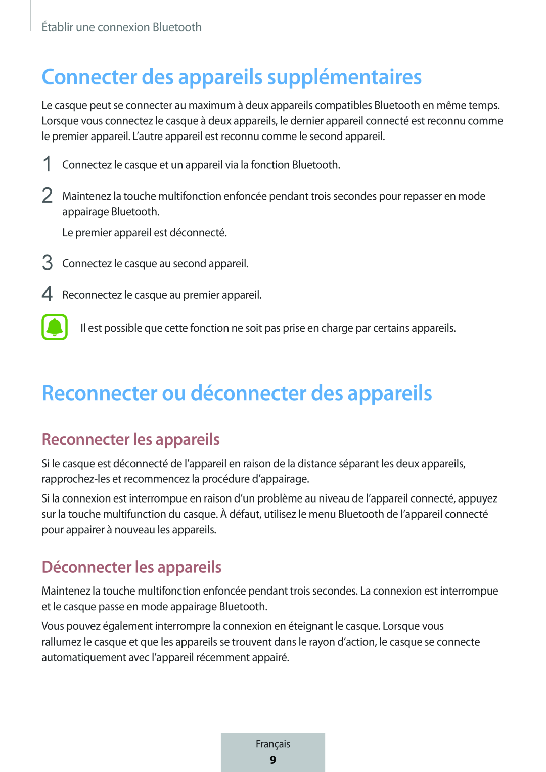 Reconnecter les appareils Déconnecter les appareils