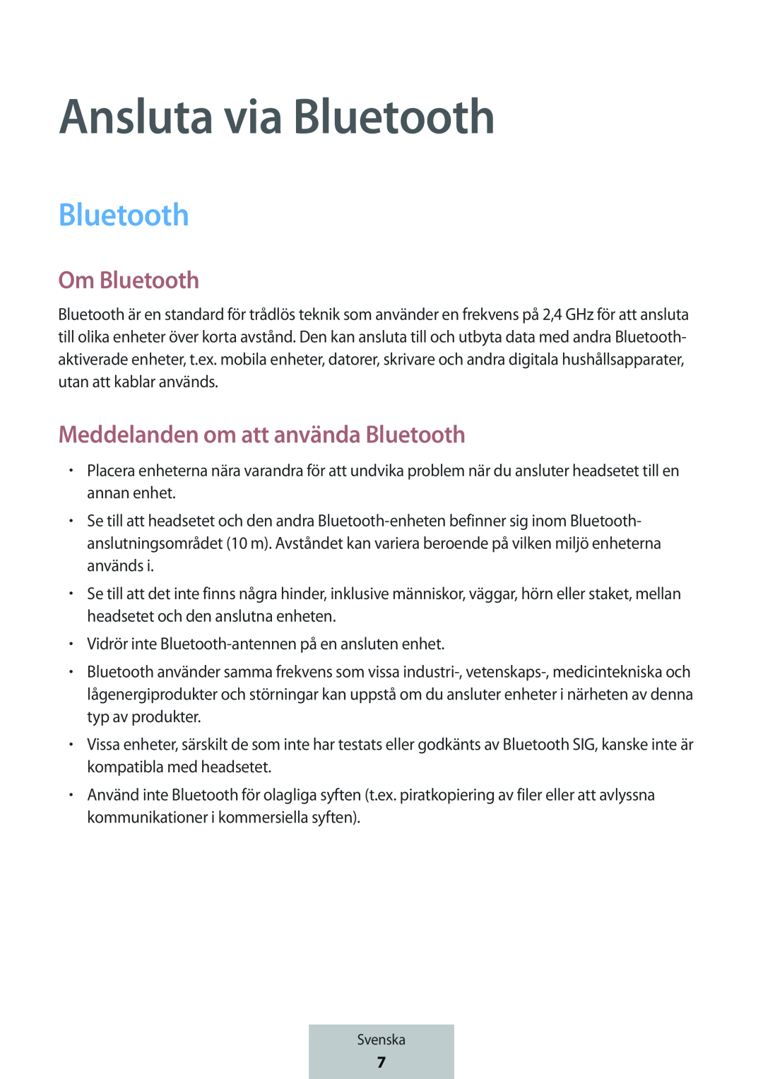 Ansluta via Bluetooth Om Bluetooth