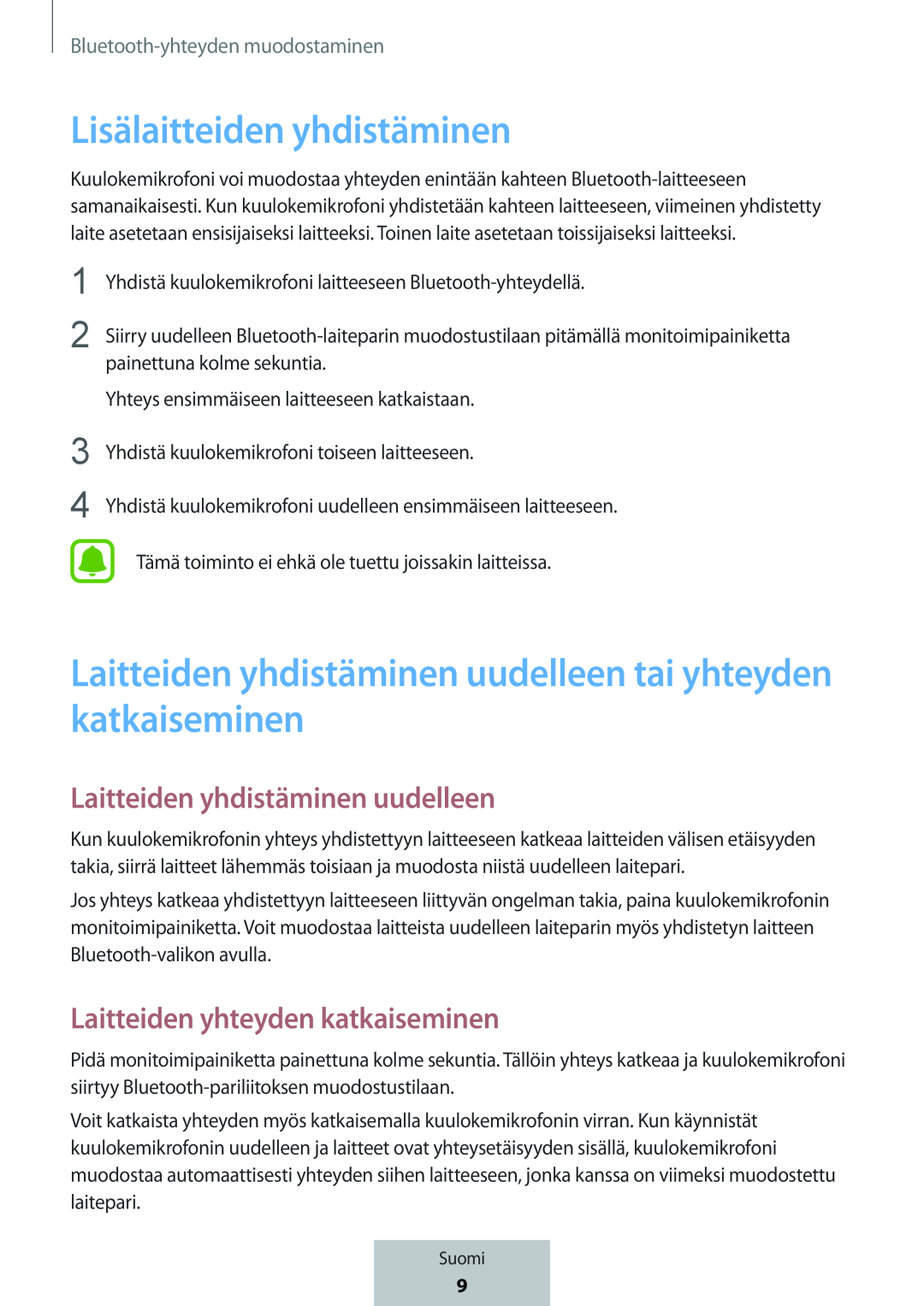 Laitteiden yhdistäminen uudelleen tai yhteyden katkaiseminen In-Ear Headphones Level U Headphones