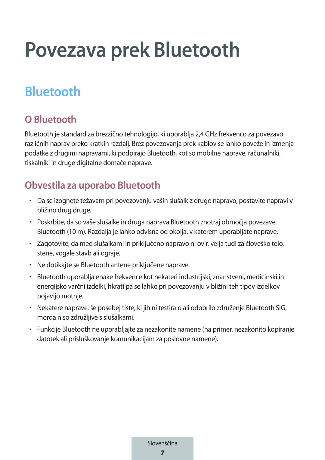 Povezava prek Bluetooth O Bluetooth