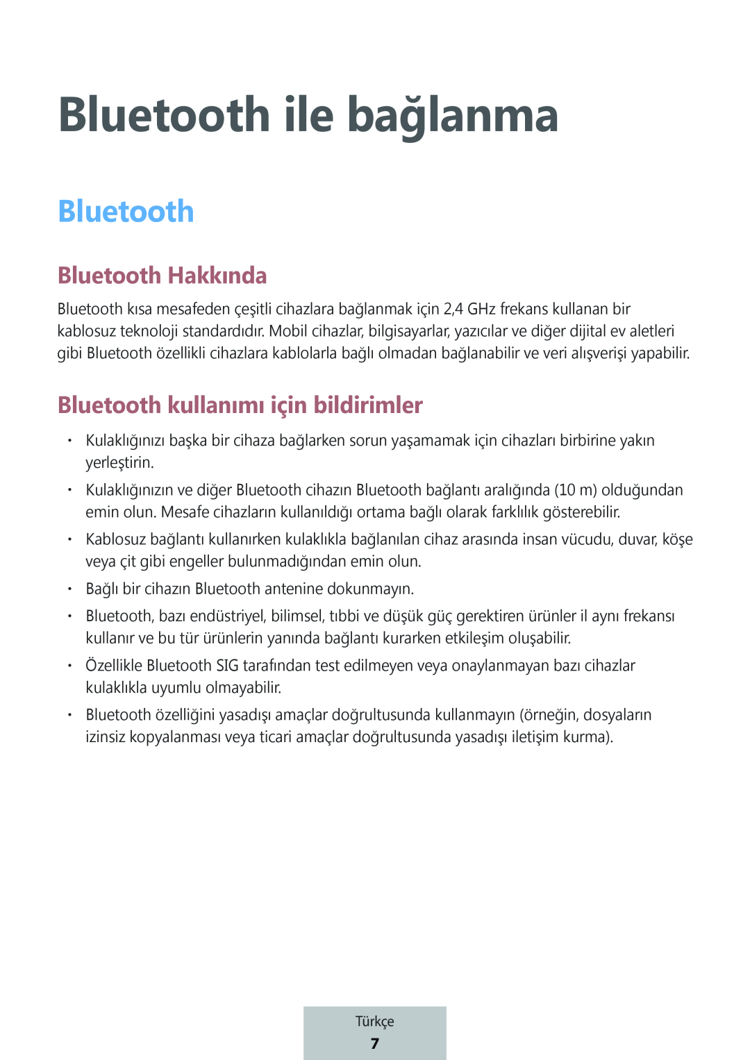 Bluetooth kullanımı için bildirimler In-Ear Headphones Level U Headphones