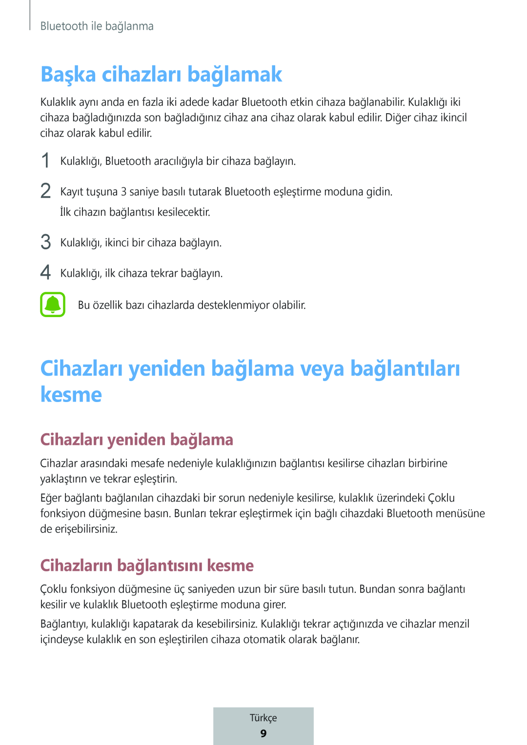 Cihazları yeniden bağlama Cihazların bağlantısını kesme