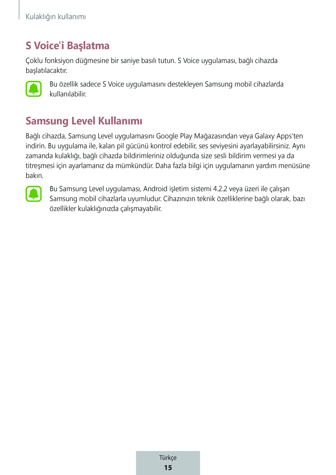 S Voice'i Başlatma Samsung Level Kullanımı