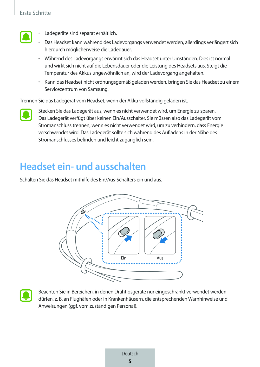 Headset ein- und ausschalten