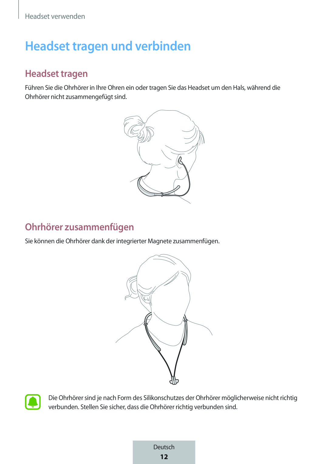 Headset tragen Ohrhörer zusammenfügen