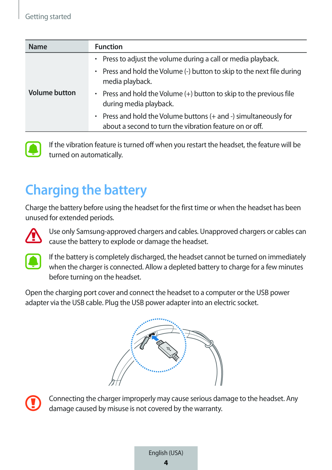 Charging the battery In-Ear Headphones Level U Headphones