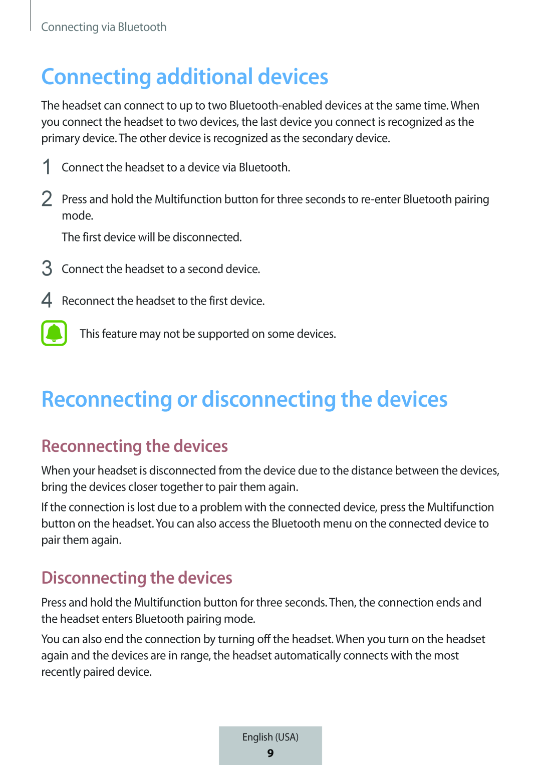 Reconnecting the devices Disconnecting the devices