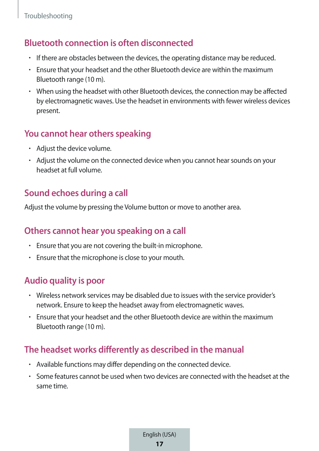 Troubleshooting •Adjust the device volume