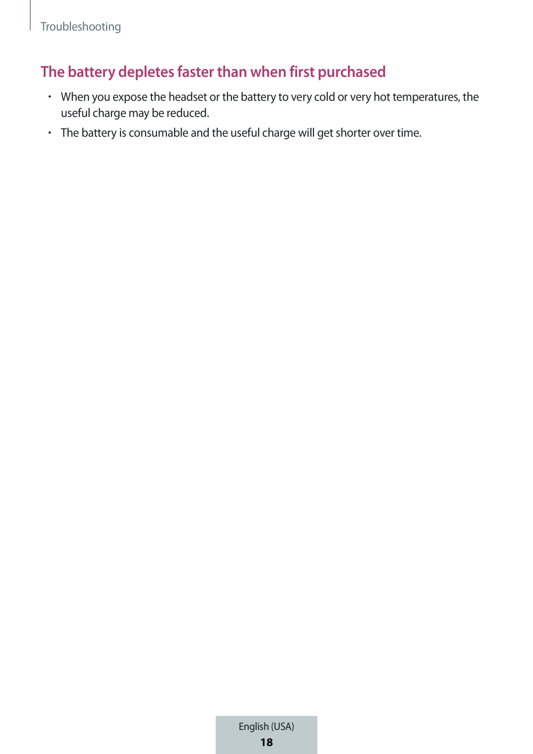 The battery depletes faster than when first purchased In-Ear Headphones Level U Headphones