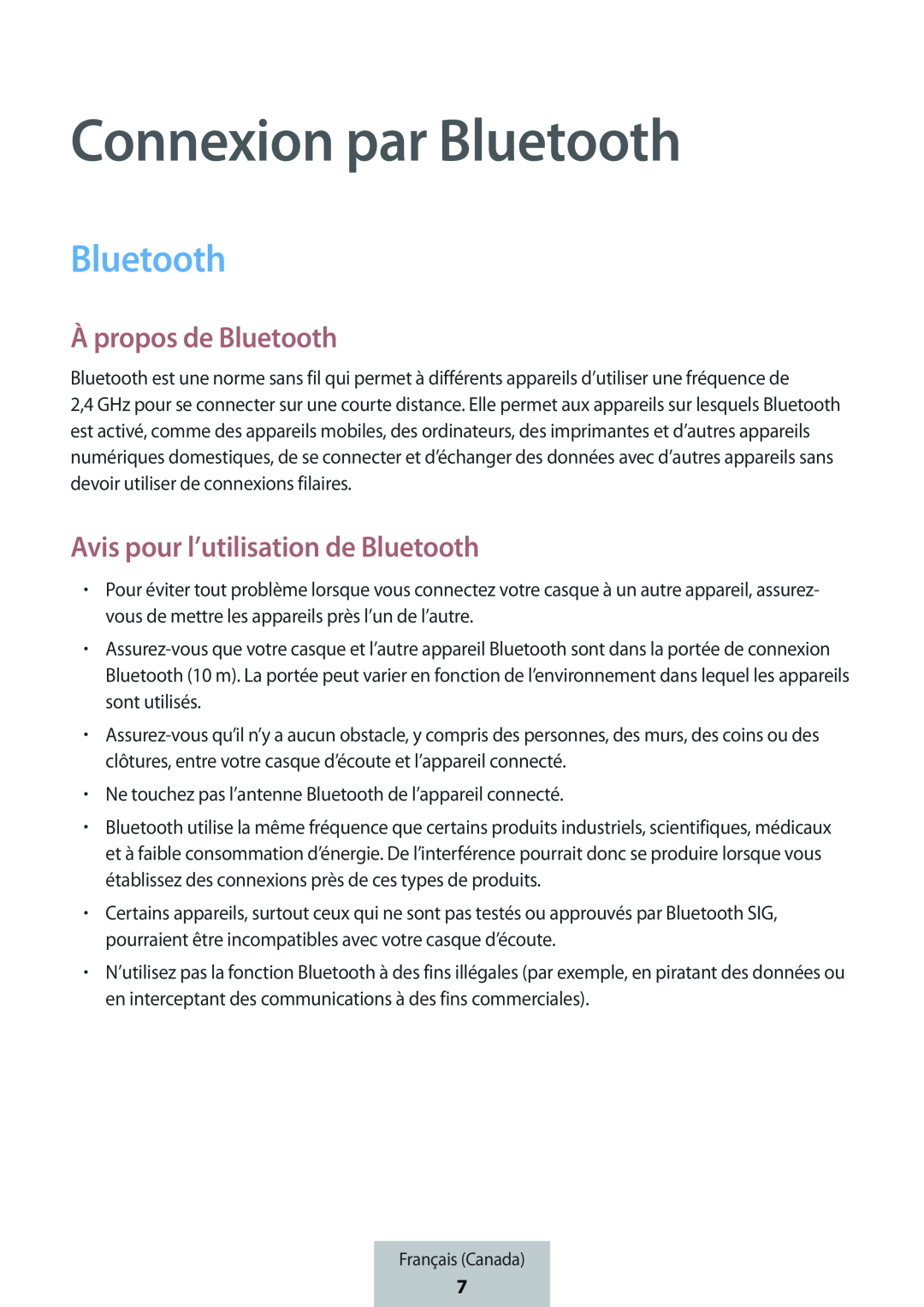 Connexion par Bluetooth À propos de Bluetooth