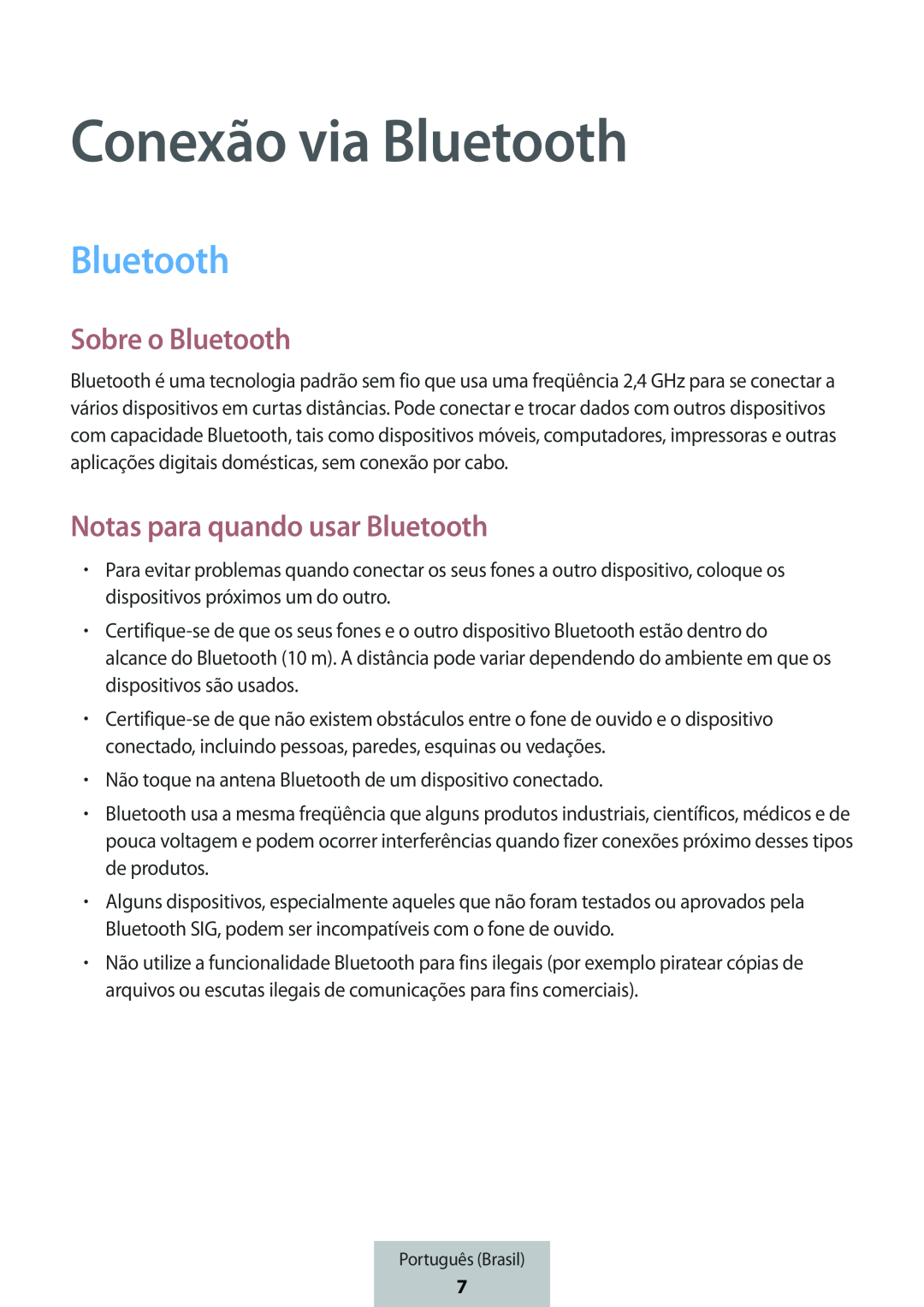 Conexão via Bluetooth Sobre o Bluetooth