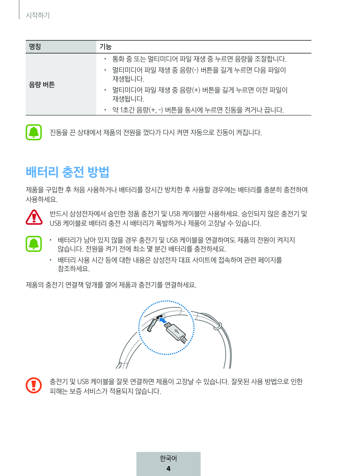 배터리 충전 방법 In-Ear Headphones Level U Headphones