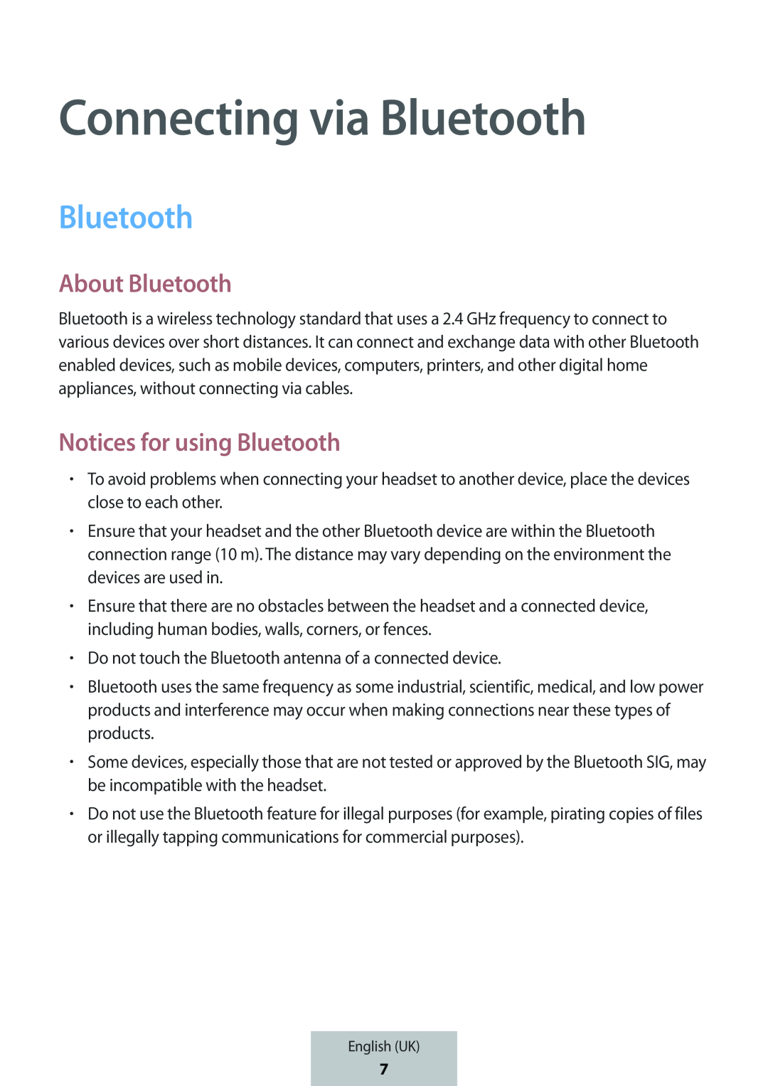 Notices for using Bluetooth In-Ear Headphones Level U Headphones