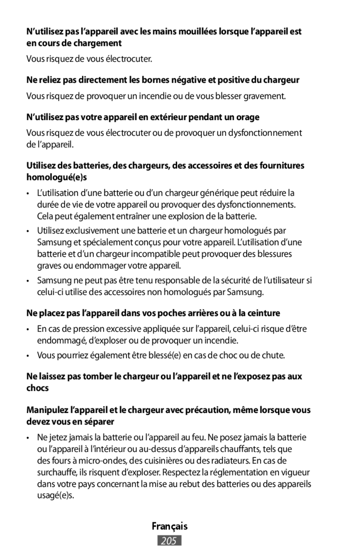 Ne reliez pas directement les bornes négative et positive du chargeur In-Ear Headphones Level U Headphones