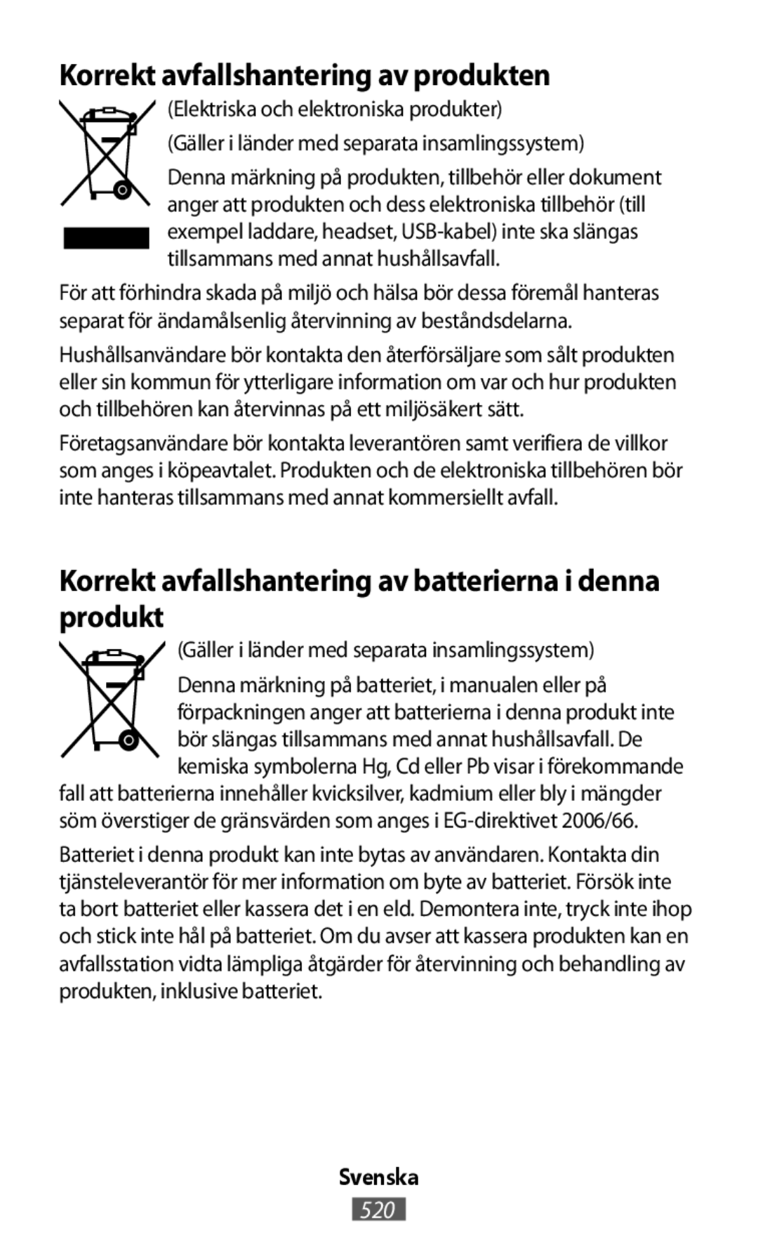 Svenska (Elektriska och elektroniska produkter)