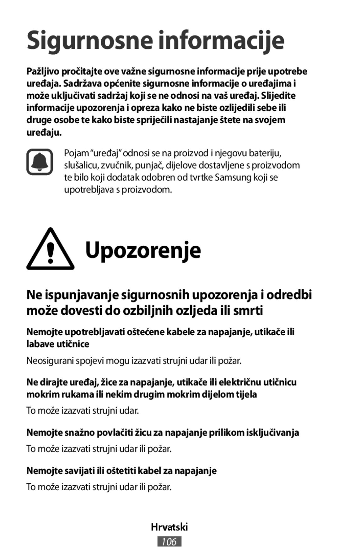 Upozorenje Sigurnosne informacije