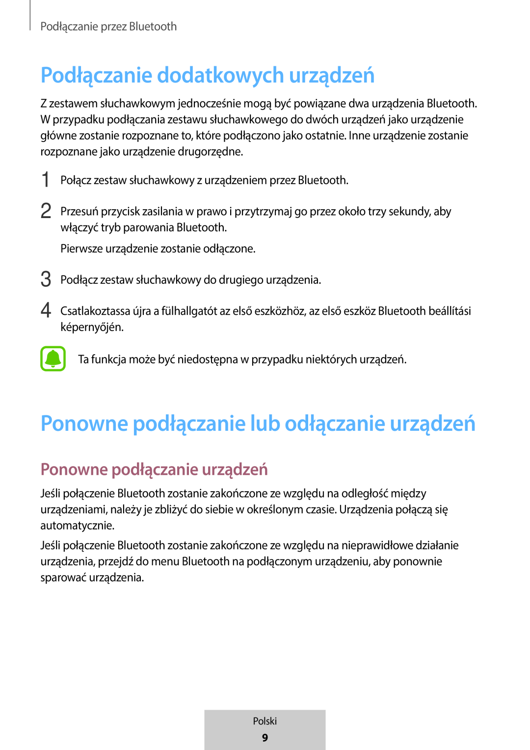 Ponowne podłączanie urządzeń In-Ear Headphones U Flex Headphones