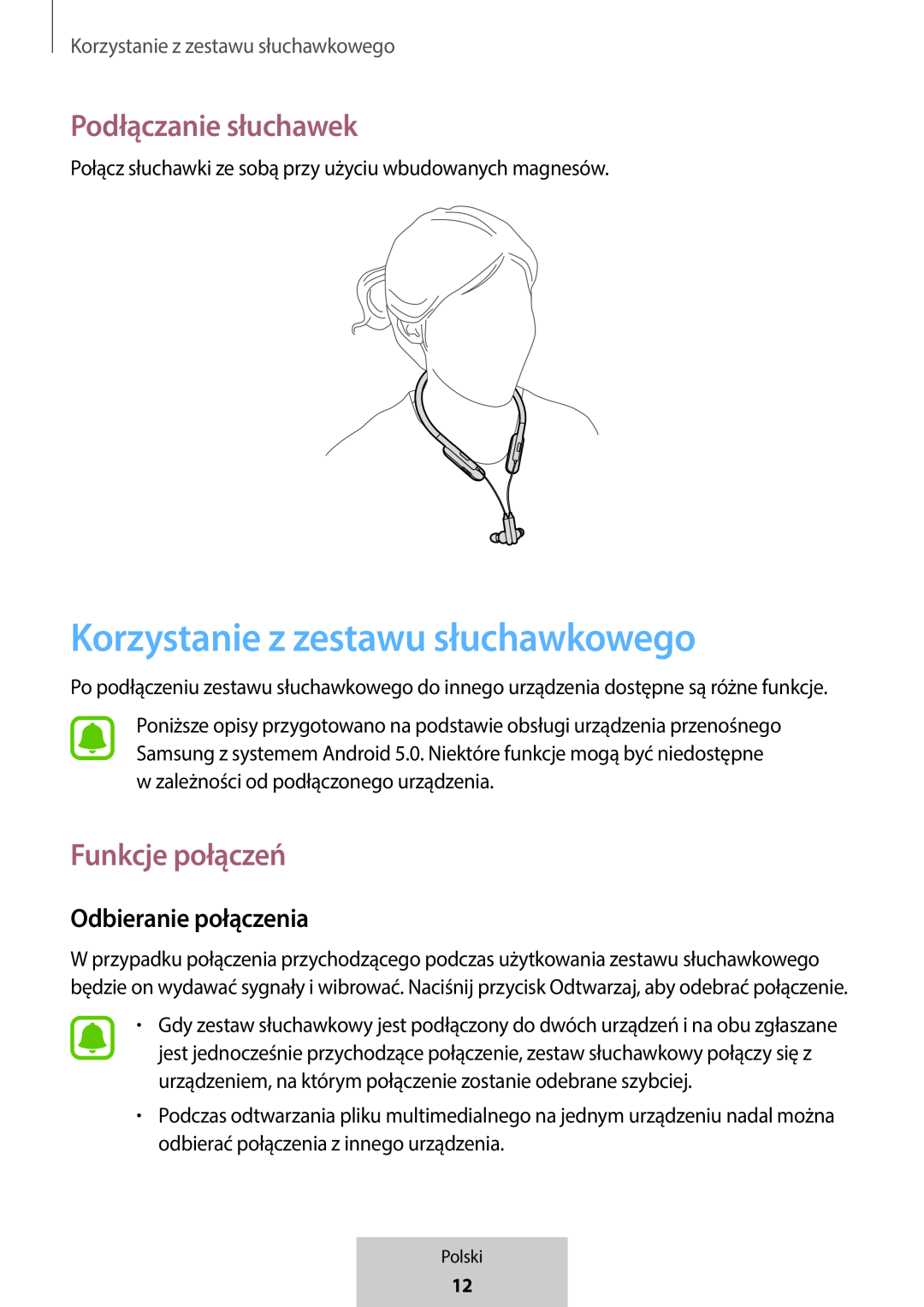 Korzystanie z zestawu słuchawkowego Odbieranie połączenia