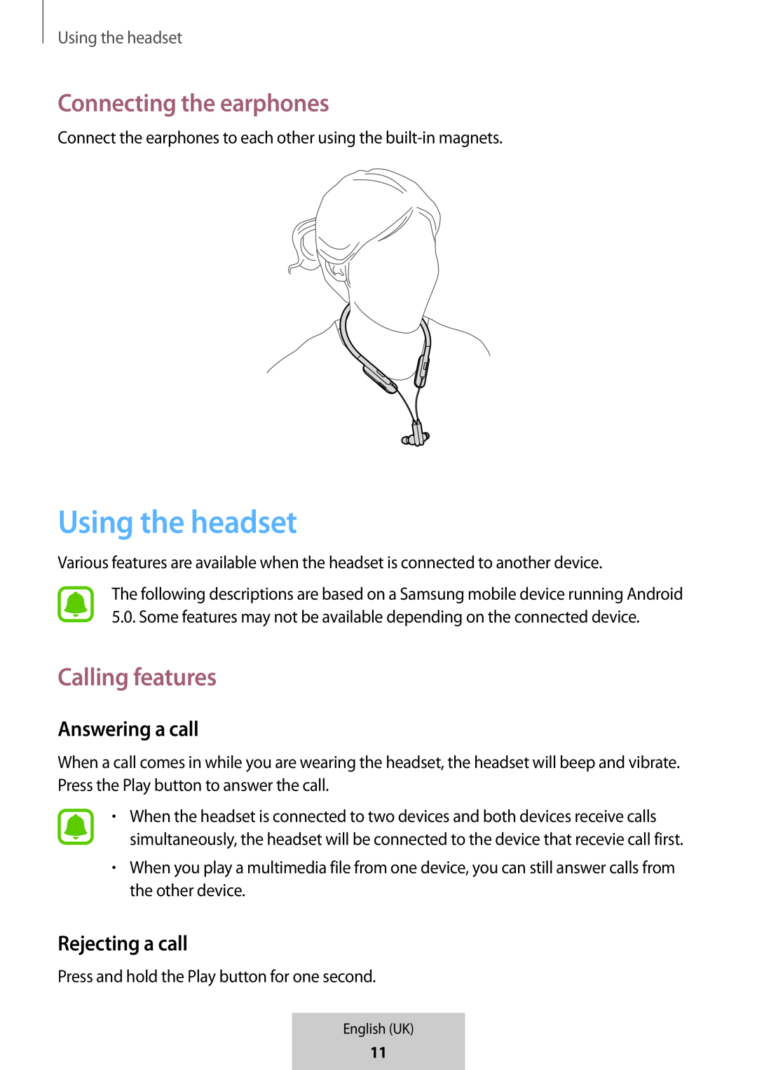 Connecting the earphones In-Ear Headphones U Flex Headphones