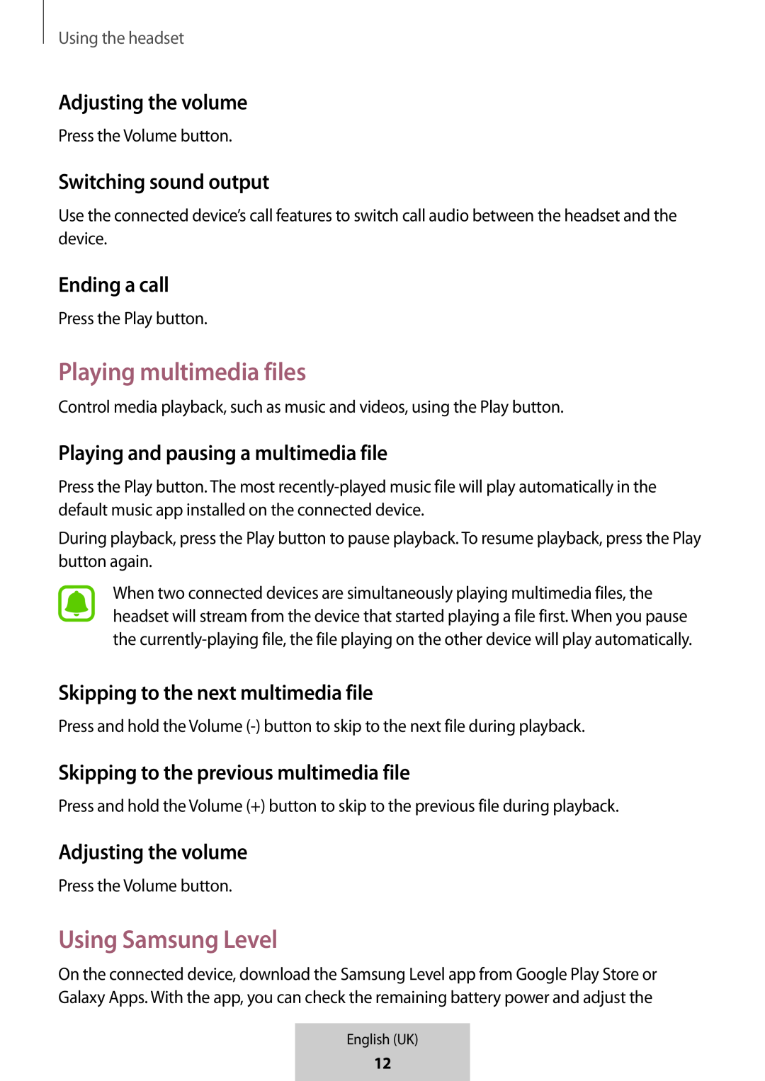 Adjusting the volume Switching sound output