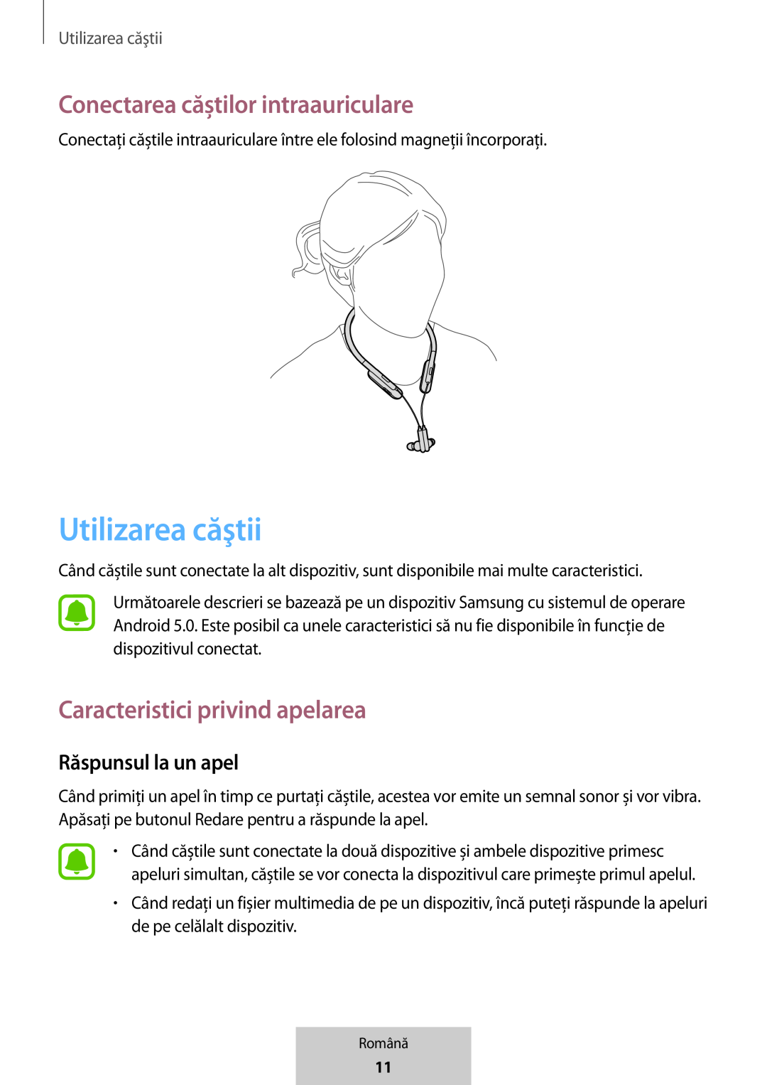 Utilizarea căştii In-Ear Headphones U Flex Headphones