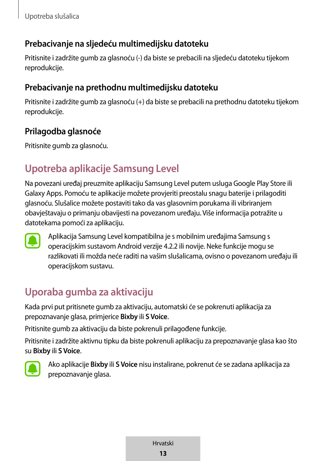 Upotreba aplikacije Samsung Level In-Ear Headphones U Flex Headphones