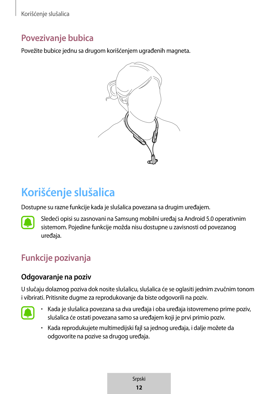 Korišćenje slušalica In-Ear Headphones U Flex Headphones