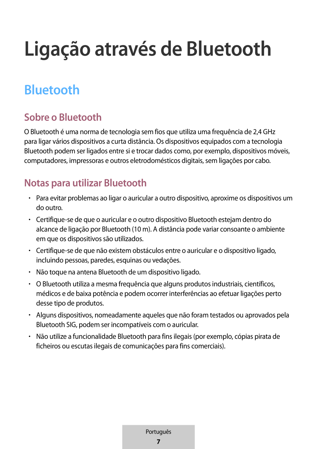 Ligação através de Bluetooth Sobre o Bluetooth