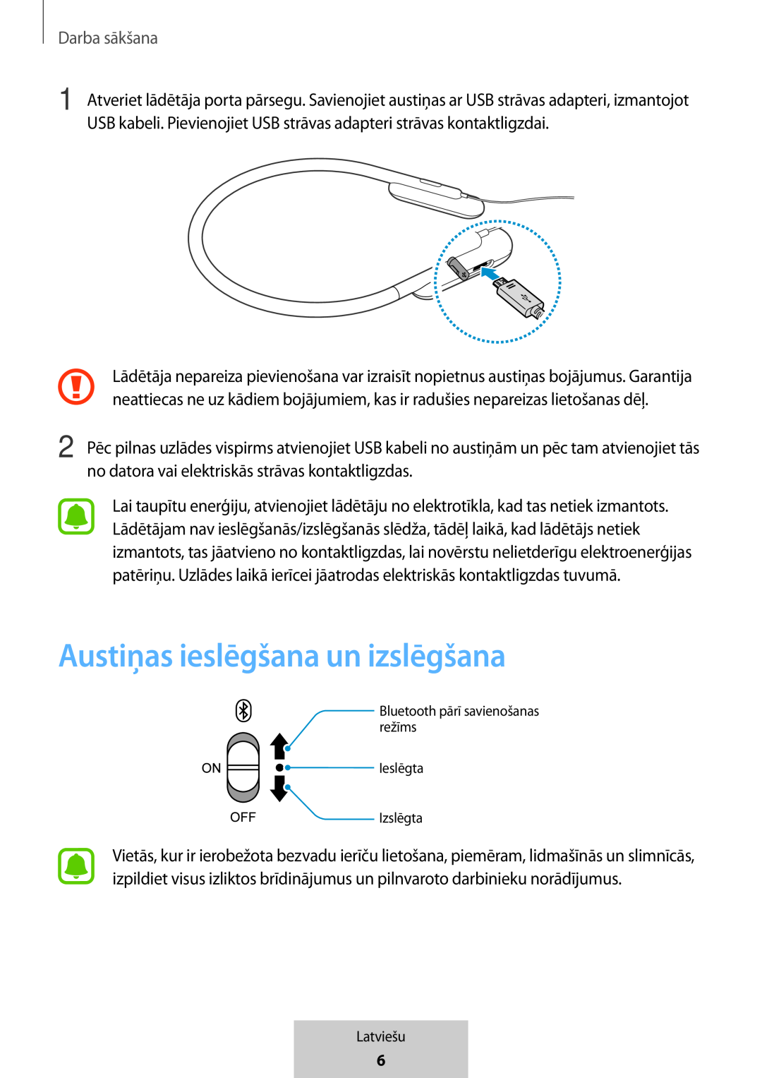 Austiņas ieslēgšana un izslēgšana In-Ear Headphones U Flex Headphones