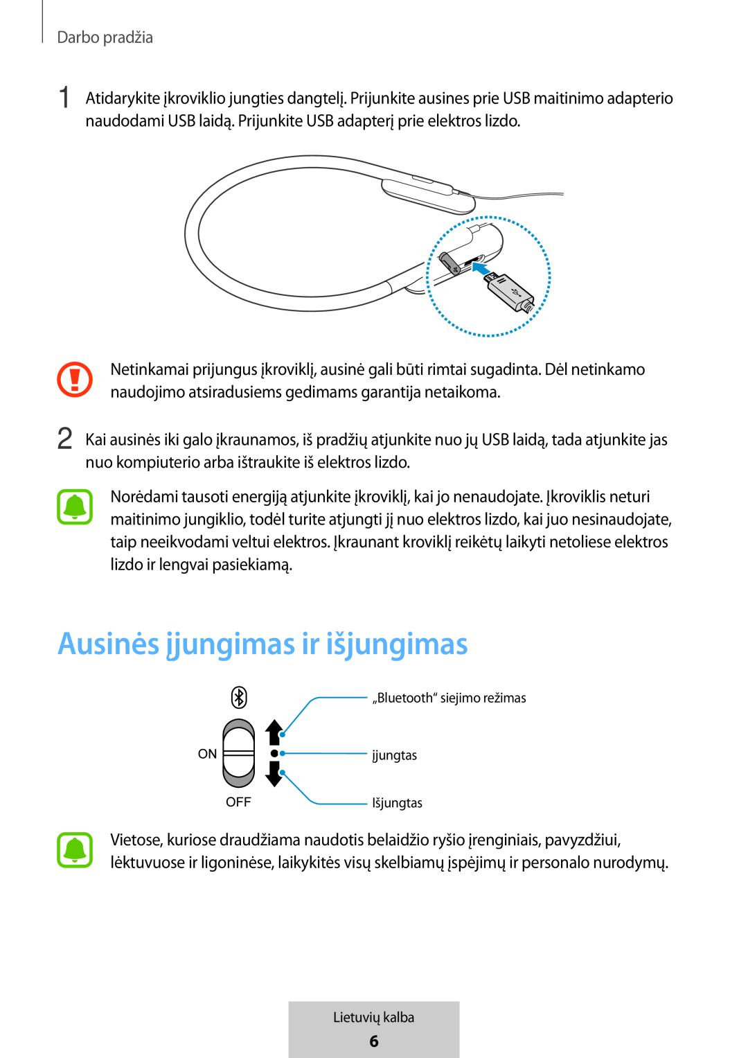 Ausinės įjungimas ir išjungimas In-Ear Headphones U Flex Headphones